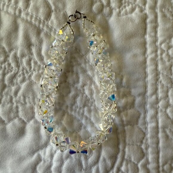 vintage aurora borealis beaded 925 bracelet - Picture 1 of 2